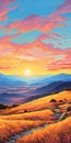 Vibrant Sunset In Shenandoah National Park: A Psychedelic Landscape Painting