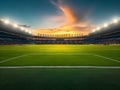 Sunset Over an Empty Soccer Stadium Royalty Free Stock Photo