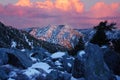 Vibrant Sunset Skies over San Gabriel Mountains via Mt San Antonio summit Royalty Free Stock Photo
