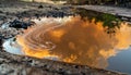 Swirling Sunset Reflection in a Muddy Puddle Royalty Free Stock Photo