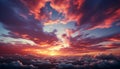 Vibrant sunset sky, nature beauty paints tranquil, colorful horizon generated by AI