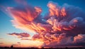 Vibrant sunset sky, nature beauty in tranquil dusk generated by AI