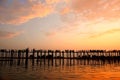 Sunset sky over peaceful sea with breakwaters Royalty Free Stock Photo