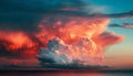 Vibrant sunset sky over tranquil seascape landscape generated by AI