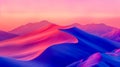 Vibrant, surreal colors blanket a tranquil desert landscape at dusk Royalty Free Stock Photo