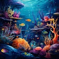 Vibrant and Surreal Coral Reef