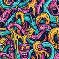 Vibrant Surreal Doodles Packed with Colorful Abstract Characters