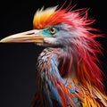 Vibrant And Surreal Fashion: Close-up Photo Of A Heron