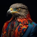 Vibrant And Surreal Fashion: Close-up Portrait Of A Hawk In Zbrush Style