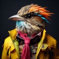 Vibrant And Surreal Fashion: A Close-up Portrait Of A Stylish Sparrow