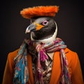 Vibrant And Surreal Fashion: A Contemporary Portrait Of A Penguin