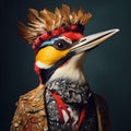 Vibrant And Surreal Fashion: The Glamorous Woodpecker In Animal Costume