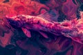 Vibrant Surreal Fish Swimming in Psychedelic Liquid Art Background for Creative Design