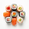 Vibrant Sushi Ingredients On White Background - Close-up Top View