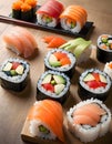 Vibrant Sushi Rolls, Generative AI