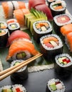 Vibrant Sushi Rolls, Generative AI