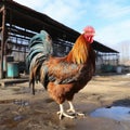 Vibrant and sustainable ecological chicken farm with huge domestic chickens in factory setting