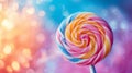 Vibrant swirls of color in a lollipop, reminiscent of childhood innocence and joy Royalty Free Stock Photo