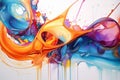 Vibrant swirls of colorful dance across on white background generative ai