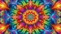 Vibrant swirls and curls a kaleidoscopic abstract design featuring a central mandala. Generative AI