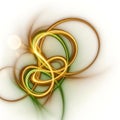 Vibrant swirls of gold and green intertwine in an abstract dance of light and color Royalty Free Stock Photo