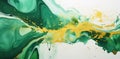 Vibrant Swirls of Green and Yellow in Fluid Abstract Expression - Generative AI
