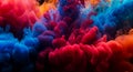 Vibrant swirls of ink create a mesmerizing fusion of colors, including deep reds,