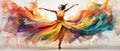 Vibrant Symphony: A Woman Embraces the Ecstasy of Motion in a Kaleidoscope of Colors. Royalty Free Stock Photo