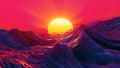 Vibrant Synthetic Sunrise Neon Orange and Magenta Waves