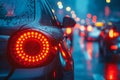 Vibrant Taillights in Nighttime Traffic Jam.