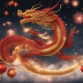 Red and Gold Traditional Dragons to Celebrate Chinese New Year