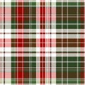A vibrant tartan pattern features intersecting lines in red, green, black, and white, creating a classic plaid design Royalty Free Stock Photo