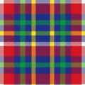 Vibrant tartan pattern featuring intersecting lines and squares in bold Royalty Free Stock Photo
