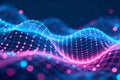 Vibrant Tech Wave: Grid and Node Pattern Royalty Free Stock Photo