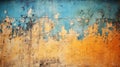 Vibrant texture of blue and yellow peeling paint Royalty Free Stock Photo