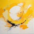 Mustard Yellow Abstract Circle Painting For Sale