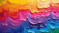 Vibrant, textured strokes of rainbow oil paint applied thickly on surface. Bright background. Concept of art, painting