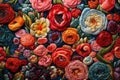 Vibrant Threads Form Stunning Floral Embroidery Masterpiece. Generative AI