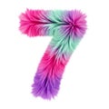 Vibrant tie-dye number seven with gradient colors and fluffy texture Royalty Free Stock Photo