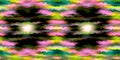 Vibrant tie dye wash seamless border. Blurry fashion effect summer hippy ribbon with space dyed streaks print.