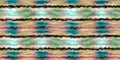Vibrant tie dye wash seamless border. Blurry fashion effect summer hippy ribbon with space dyed streaks print.