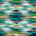 Vibrant tie dye wash seamless pattern. Blurry fashion effect summer hippy background with space dyed streaks print.