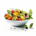 Vibrant Tomato And Basil Salad With Green Olives