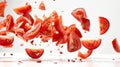 Vibrant Tomato Tornado: A Whimsical Dance of Freshness on a White Canvas