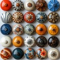Colorful Collection of Handcrafted Ceramic Knobs Royalty Free Stock Photo