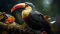 A vibrant toucan perches on a branch in the rainforest generated by AI Royalty Free Stock Photo