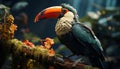 A vibrant toucan perching on a branch in the rainforest generated by AI Royalty Free Stock Photo