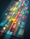 Floating UI Elements With Digital Glow on a Touchscreen Device Showcasing Vibrant Design and Color Interplay in an Royalty Free Stock Photo
