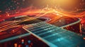 Vibrant trails of light illuminate the air leaving a trail of magic in the wake of skillfully strummed guitar strings Royalty Free Stock Photo