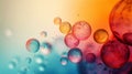 Vibrant, translucent bubbles floating against a gradient background of cool and warm tones, creating an aesthetically pleasing and Royalty Free Stock Photo